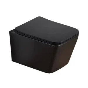 Konzolna šolja Piano rimless mat crna sa duroplast soft close wc daskom