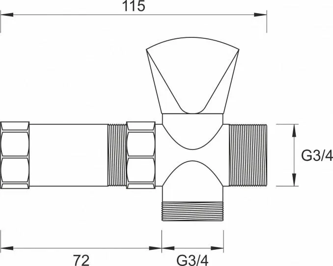 EK ventil MINOTTI 3/4x3/4x3/4 razdelnik TH - Slika 2