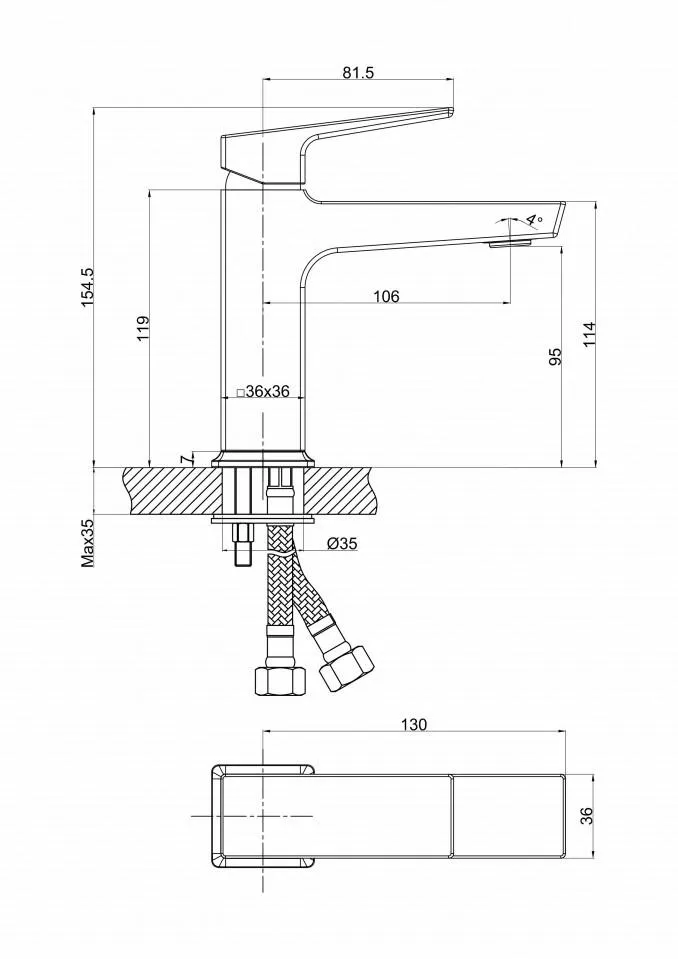Baterija za lavabo MINOTTI QUADRA NEW mat crna - Slika 2