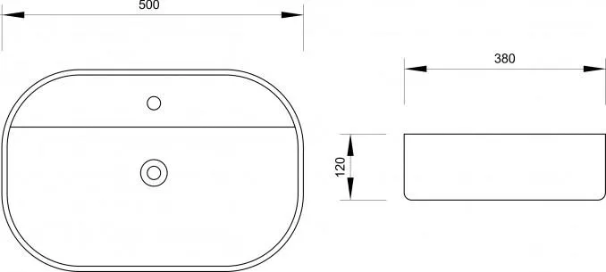 Lavabo nadgradni MINOTTI 500x380x120 sa otvorom za slavinu - Slika 2